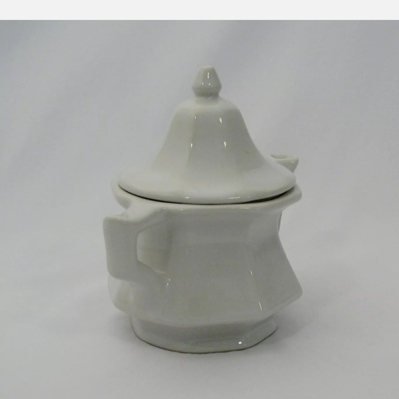 Vintage AVON China Teapot Candle Holder White Blue Floral NWOB - Picture 3 of 7